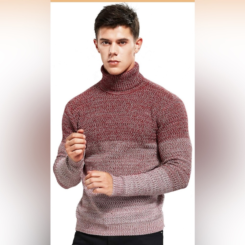 Men's Maroon Turtleneck Sweater